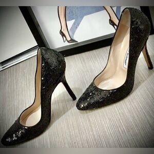 Manolo Blahnik leather sequin heels in black color EU 36 = US 5.5 Authenticated